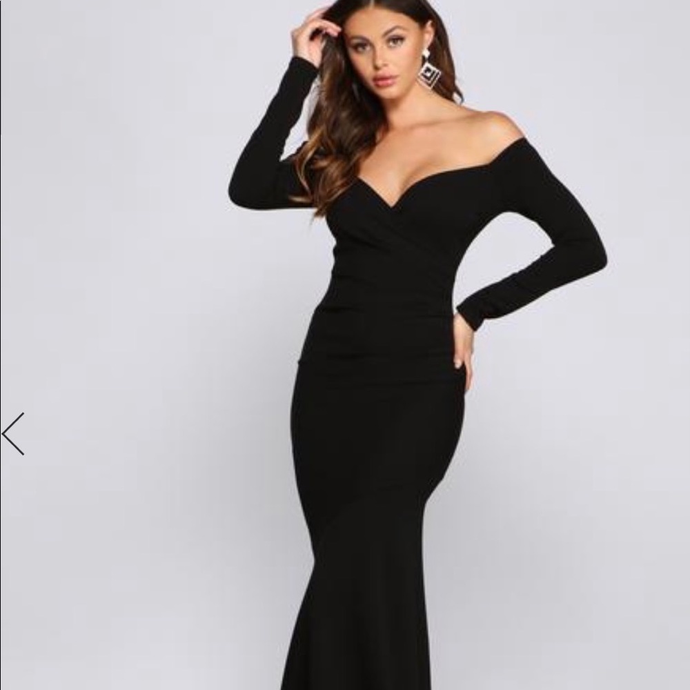 Black long sleeve gown
